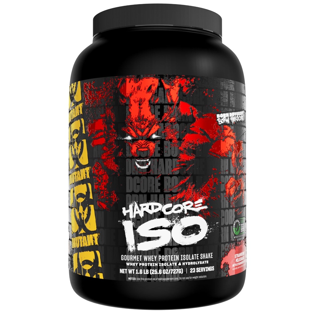 Mutant ISO Surge Whey Protein Isolate Powder Acts Fast to Help Recover, Build Muscle, Bulk and Strength, 1.6 lb - Strawberry Milkshake