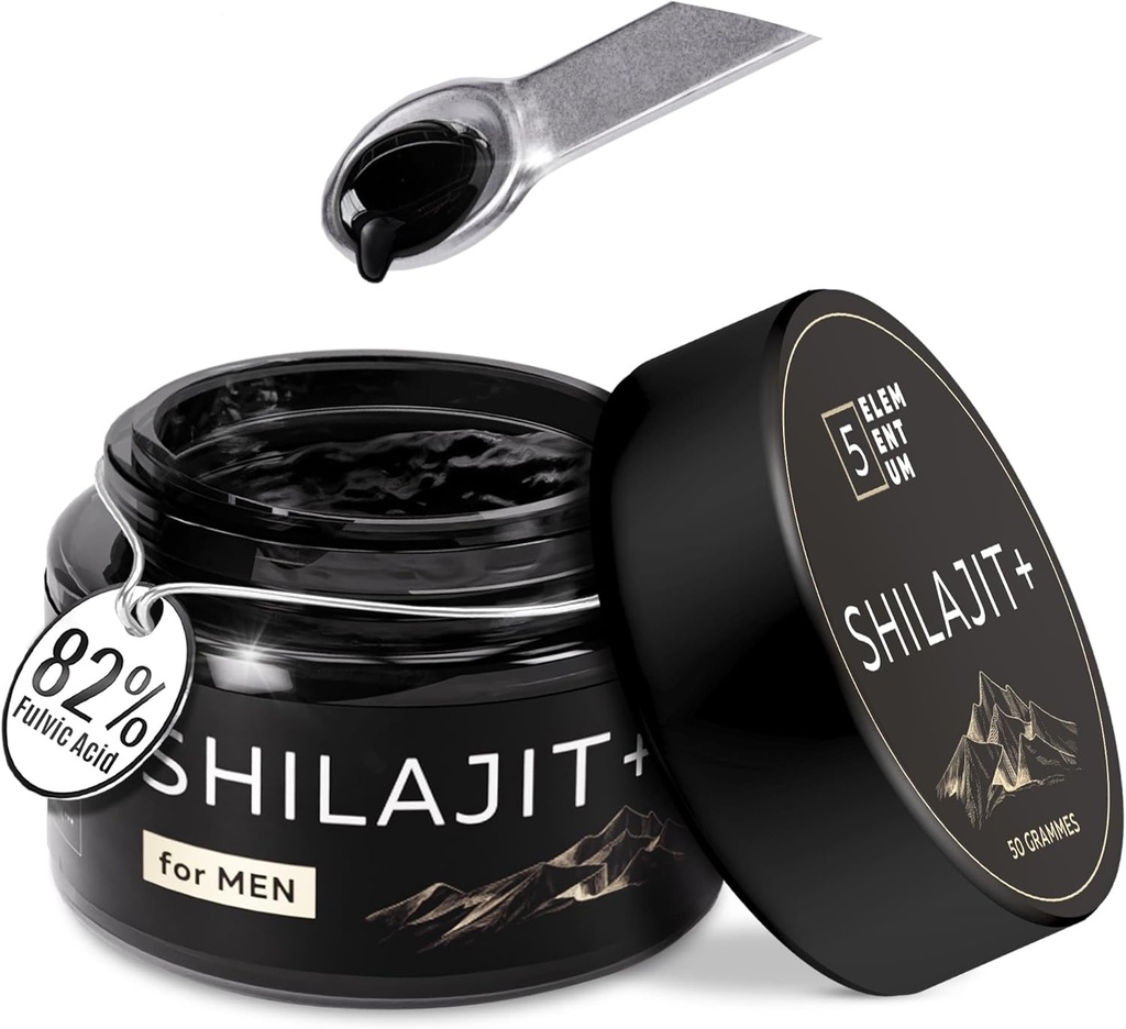 Shilajit Puro Himalayan Orgánica Shilajit Resin 50g - Maximum Daily Dose 500mg - Shilajit Natural para Hombres con 85+ Trace Minerals & Ácido Fulvic para el Apoyo Energético 50 Gramos