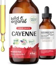 Wild &amp; Organic Cayenne Pepper Tincture - Asistencia Digestiva con extracto de Capsaicina - Cayenne Pepper Liquid Drops for General Well-Being - Vegan, Azúcar &amp; Alcohol-Free - 4 fl oz