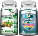 GreeNatr 7-in-1 Suplemento de Apoyo Inmunitario con Vitamina C, Vitamina D3, Zinc 50mg, Quercetina, Combinado con cápsulas de Ashwagandha Orgánica con Pepper Negro para la absorción mejorada