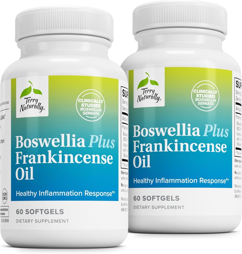 Terry Naturalmente Boswellia Plus Frankincense Oil - Soporte Conjunto Suplemento de Apoyo Movilidad & Conjunto Confort - Soporte Salud Celular con Boswellia & Frankincense Oil - 60 Softgels (Pack of 2)