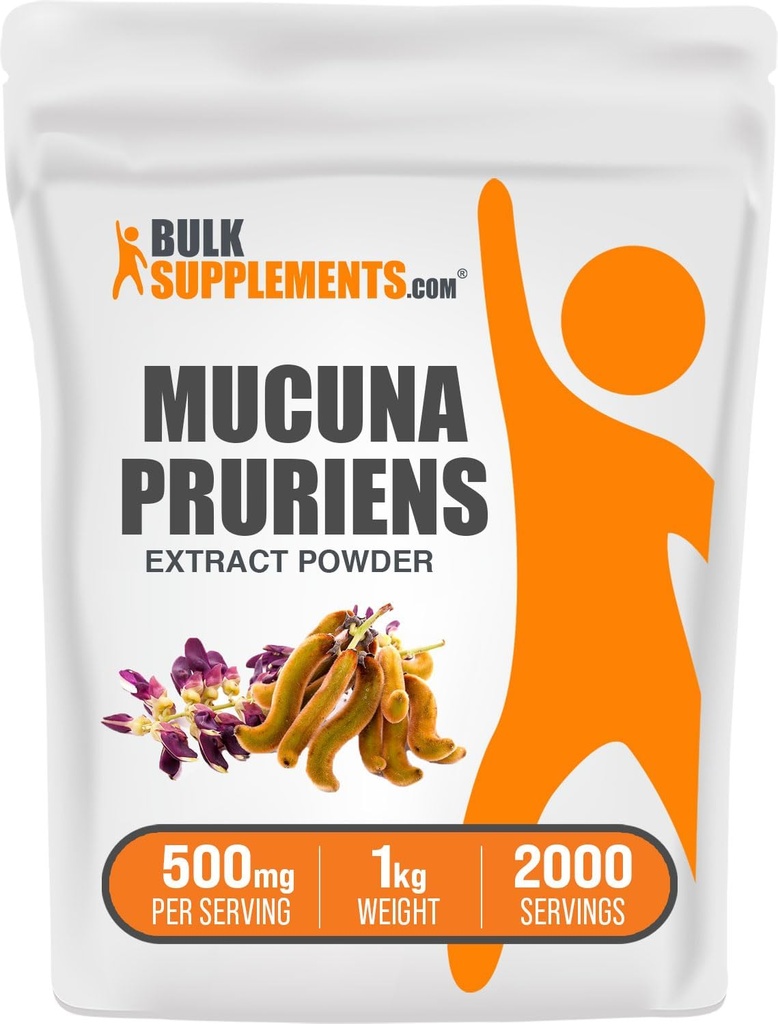 BulkSupplements.com Mucuna Pruriens Extracto Polvo - Mucuna Pruriens Suplementos, Herbal Suplemento - Vegan & Gluten Gratis, 500 mg por Serving, 1kg (2,2 libras) (Pack de 1)