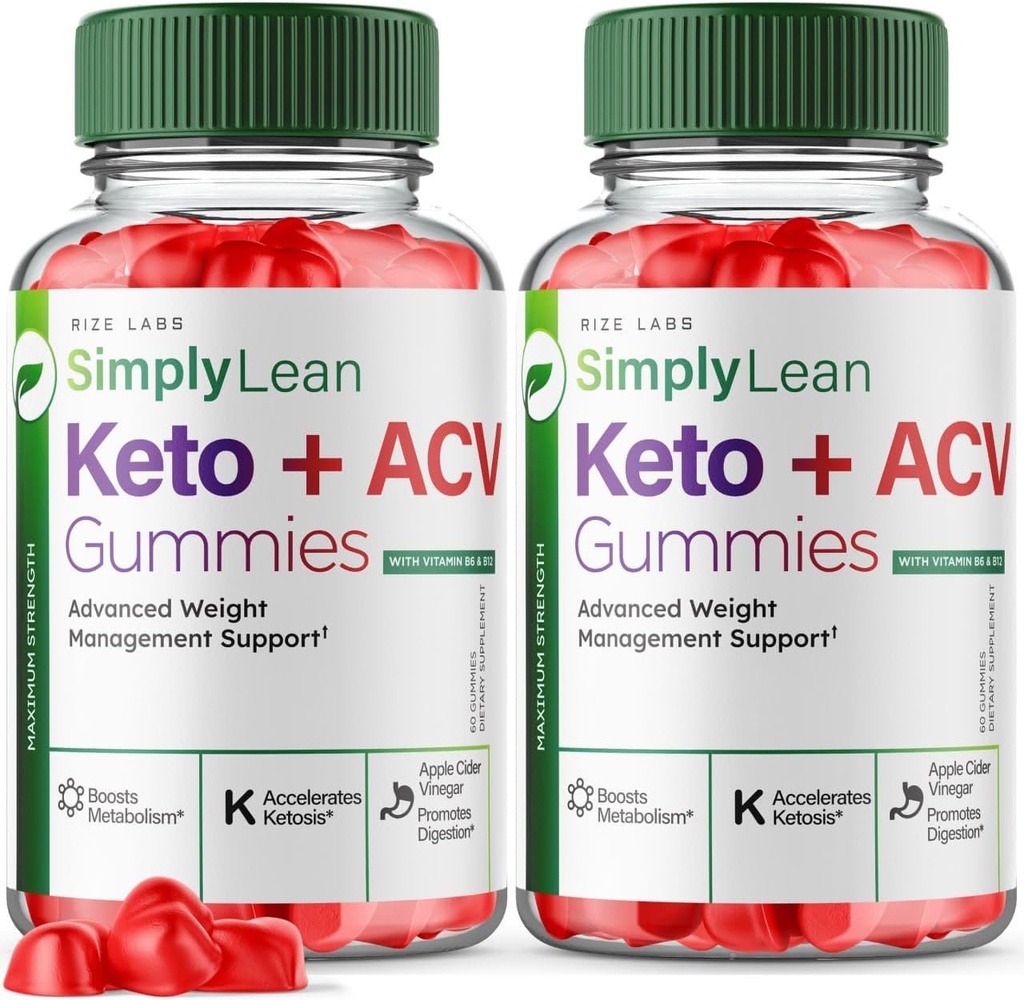 rize labs (Pack of 2 SimplyLean Keto + ACV Gummies for Advanced Weight Loss, JustLean Supplement for Maximum Strength Gomitas, Advanced Formula Review (120 Gummies)