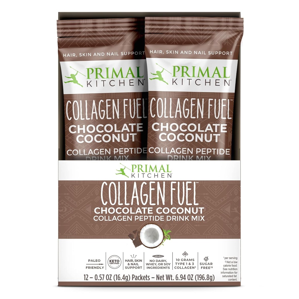Primal Cocina Collagen Peptides Packets, Chocolate Coco, Single Serve Collagen, 20 Packs