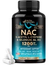 Suplemento NAC Ø Selenium Silencio B6 Silencio B12 - Antioxidante, Immune Support - N Acetyl Cysteine 600 mg por cápsula, 1200 mg por servidumbre - Made in USA - Non-GMO, Gluten-Free, Vegan - 120 caps, 2 Month Supply