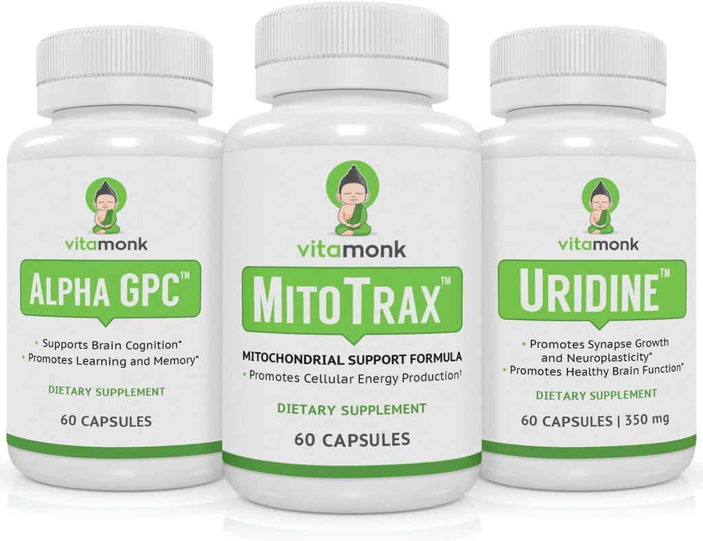 Mitochondrial Support Supplement Paired with Alpha GPC and Uridine - Cellular Vitality & Cognitive Performance