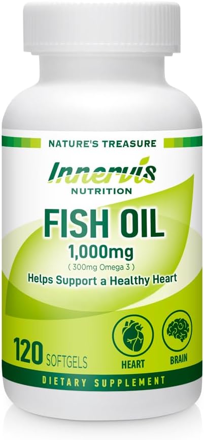 Fish Oil 1000mg – Heart, Brain &amp; Eye Support with Omega-3 EPA & DHA, 120 Softgels, Non-GMO ← Innervis Nutrition