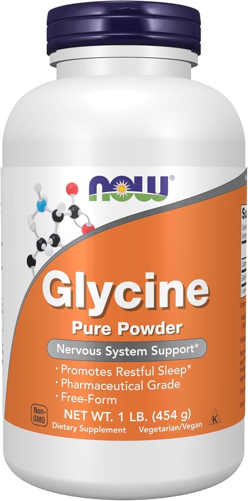 AHORA Suplementos de alimentos, Glycine Pure Powder, promueve el descanso*, soporte de neurotransmisores*, 1 libras