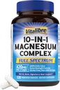 10 en 1 Complejo de Magnesio, 420mg Magnesio Elemental Ø Ultra Strength, Max Absorption ← Suplemento de Magnesio Chelated para el sueño, Nerves & Heart Health ← Non-GMO, 120 Vegan Capsules