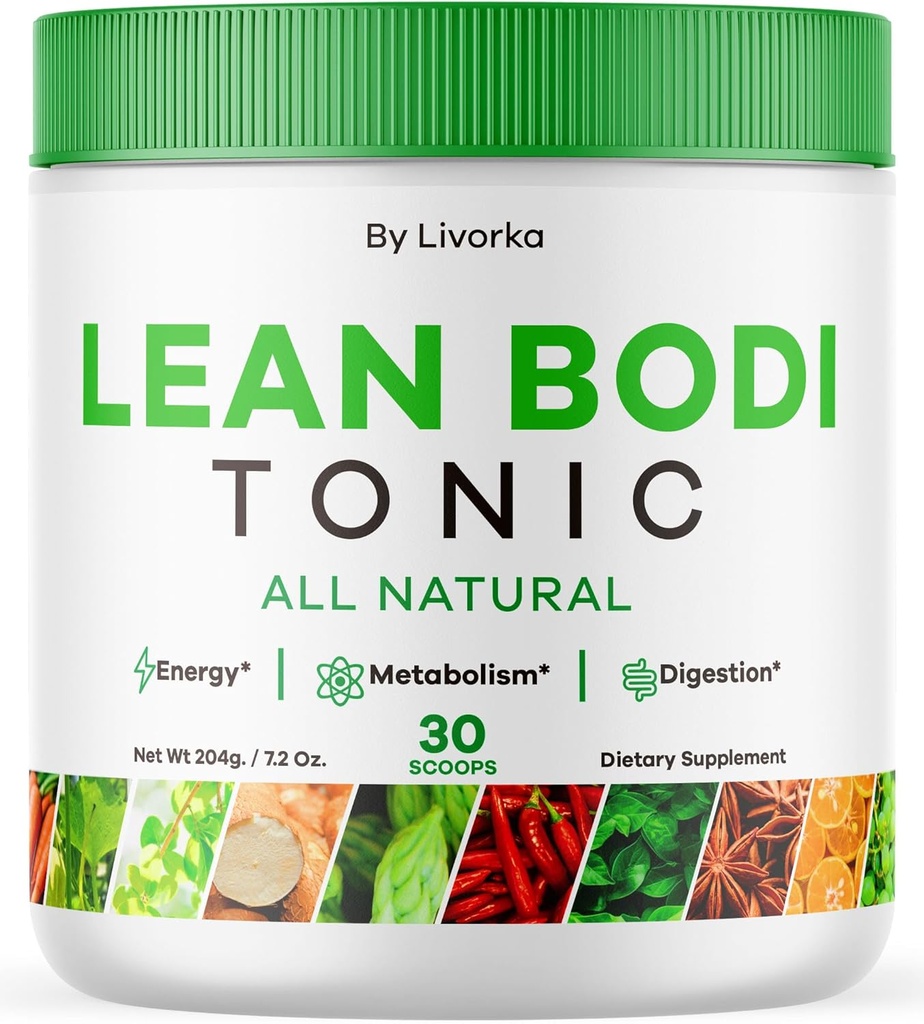 LIVORKA Lean Bodi Tonic, All Natural Advanced Formula Powder - 30 Servings for 1 Month