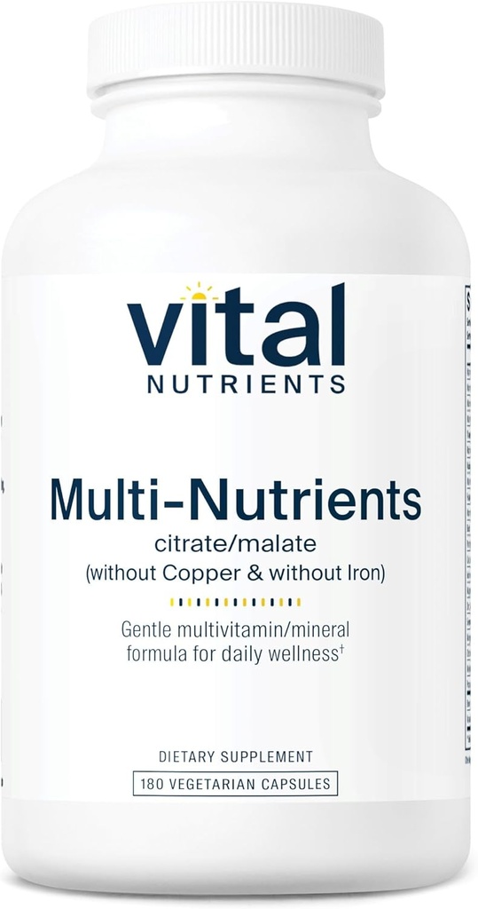 Nutrientes Vitales Multi-Nutrients 3 vidasVegetarian Multivitamínicas AnteriorCitrate/Malate Fórmula eternaSin Cobre o Hierro Intimidad Multi Vitamina, Mineral, & Antioxidante Suplemento permanente Gluten, Dairy, Soy Libre de VidaNon-GMO habit180 Capsules