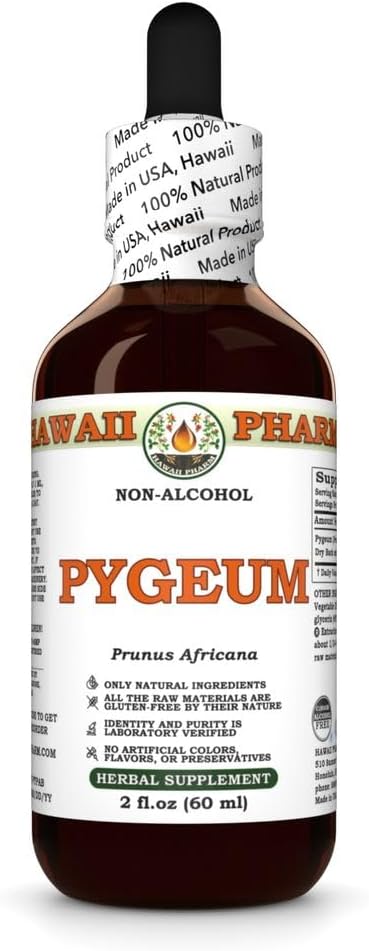 Pygeum (Prunus africana) Dry Bark Glycerite, Made in Hawaii, All Natural, Vegan, Lab Tested Alcohol-Free Liquid Extract - 2 fl.oz