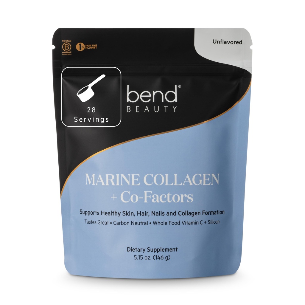 Bend Beauty Marine Collagen + Co-Factors ¦ Unflavored Collagen Powder ← Hidrolyzed Collagen Suplemento viv Fish Collagen Peptides + Silicon + Vitamina C ← Apoyos Healthy Skin, Hair and Nails