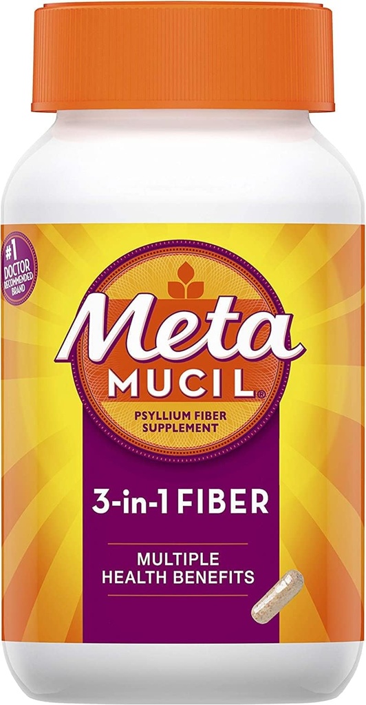Meta Mucil 3 en 1 MultiHealth Fiber Suplemento cápsulas - 100 cápsulas, paquete de 6