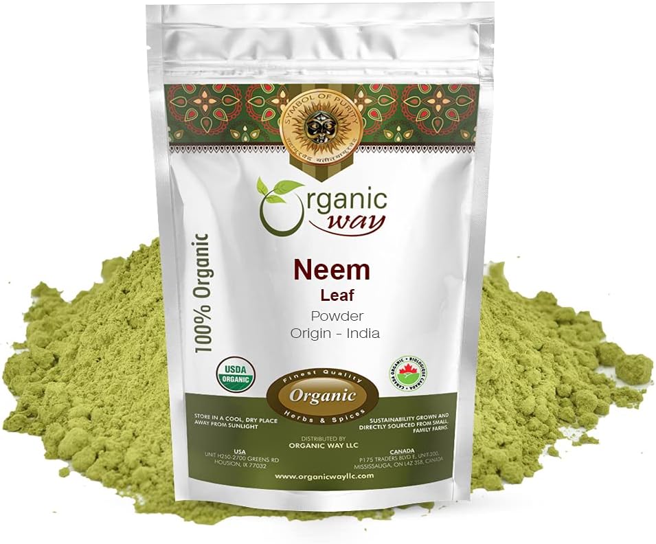 ORGANIC WAY Neem Leaf Powder ← European Wild-Harvest Silencio Orgánica " Kosher Certified ← No GMO " Gluten Free ← USDA Certified  durable Origin - India (8 Oz (Pack of 1))