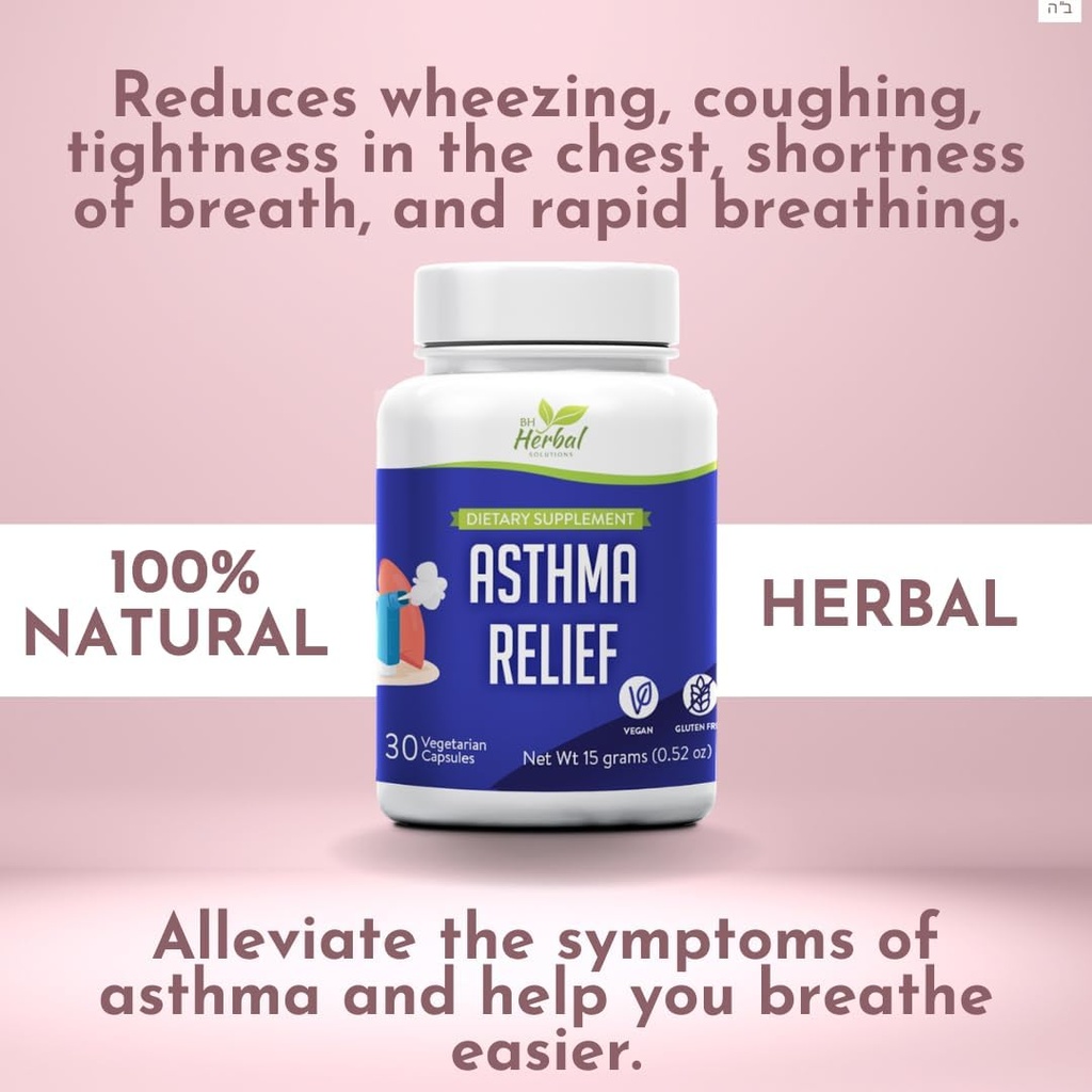 Alivio de asma - Suplemento de apoyo pulmonar para ayudar a mantener la salud respiratoria y pulmonar general - Suplemento Herbal 100% Natural