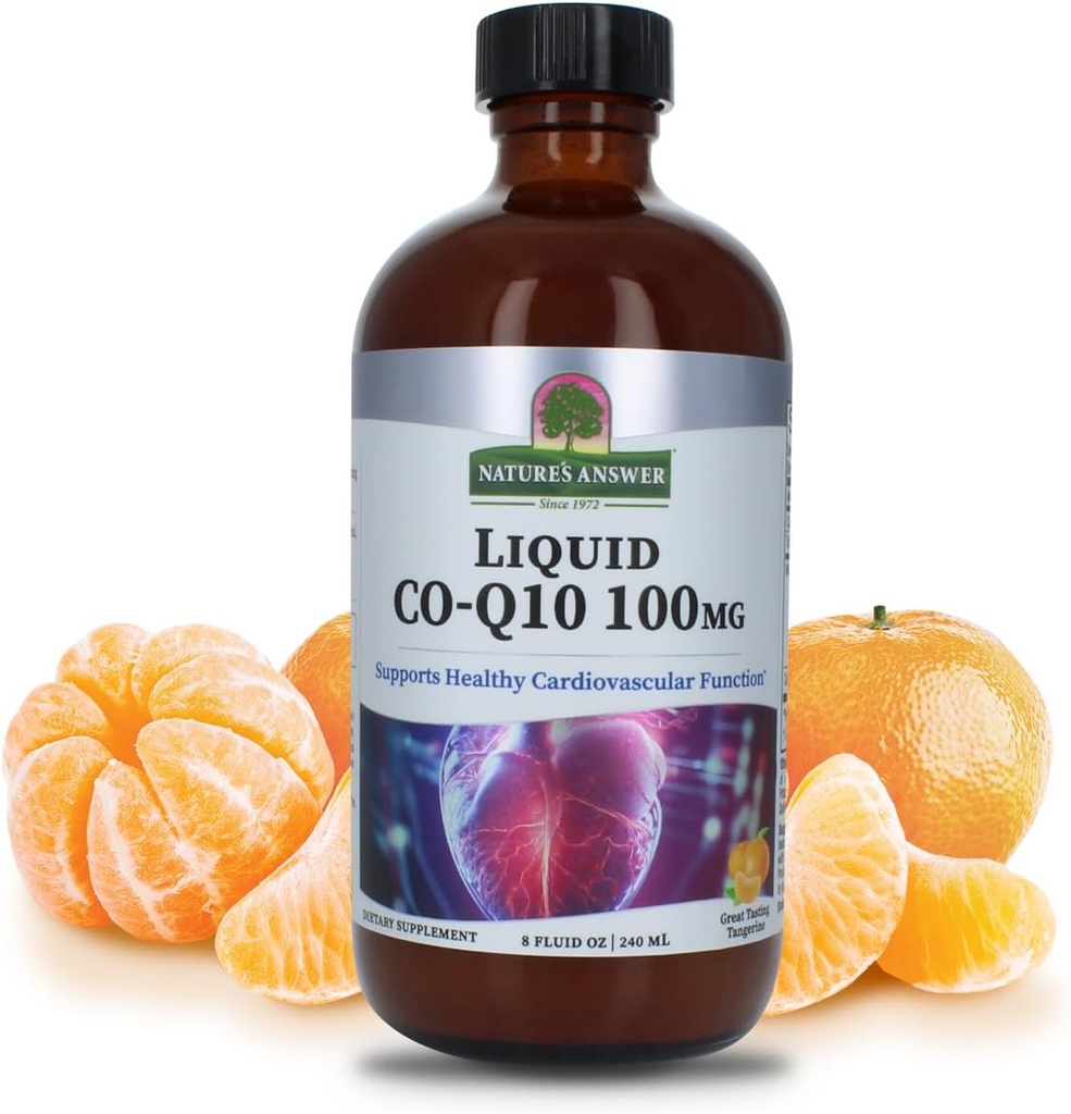 Nature's Answer Liquid CO-Q10 8 Fluid Ounces | Supports Cardiovascular Function | Gluten-Free | Vegan | Cruelty-Free | Single Count