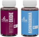 4YWN Nitric Oxide and Ashwagandha Gummies Supplement Bundle, Boosting Energy and Restoration, Non-GMO, Gluten-Free, Gelatin Free " Kosher ← for Daily Focus Boost