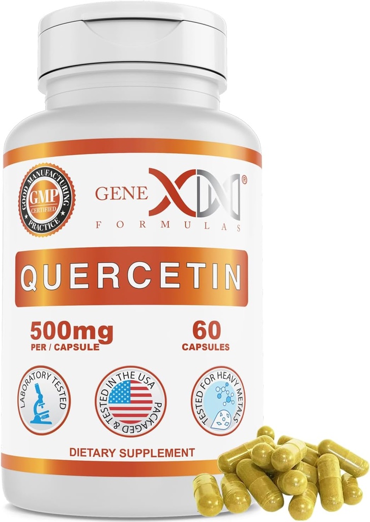 Genex Formulas Quercetin 500mg -60 Capsules for 60 Day Supply - Suplemento para Immune Support, Antioxidant and Allergy Protection, Non-GMO, Gluten-Free