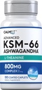 Piping Rock KSM-66 Ashwagandha L-Theanine Supplement TEN 800mg Silencio 100 Caplets ← Advanced Complex Root Extract ← Vegan, Non-GMO, Gluten Free