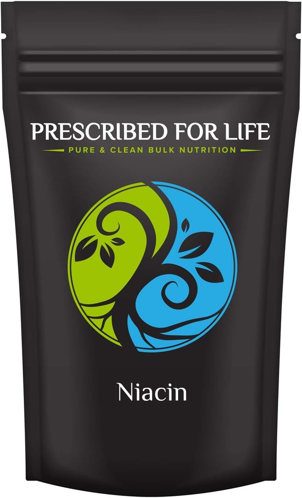 Prescrito para la vida Niacin Powder ← Vitamina B3 para la salud de la piel y el apoyo digestivo  Vegan, Gluten Free, Non GMO ← Nicotinic Acid Powder (4 oz / 113 g)