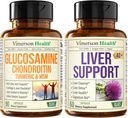 Glucosamine Chondroitin MSM con Turmeric Boswellia &amp; Liver Cleanse Detox &amp; Reparación 40+ Suplemento con 50% Silymarin Milk Thistle Extract for Joint and Liver Support