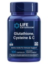Extensión de la vida Glutathione, Cysteine & C, 500 mg de vitamina C, Potente antioxidante Suplemento para apoyar la salud del hígado, libre de gluten, no GMO, 100 cápsulas