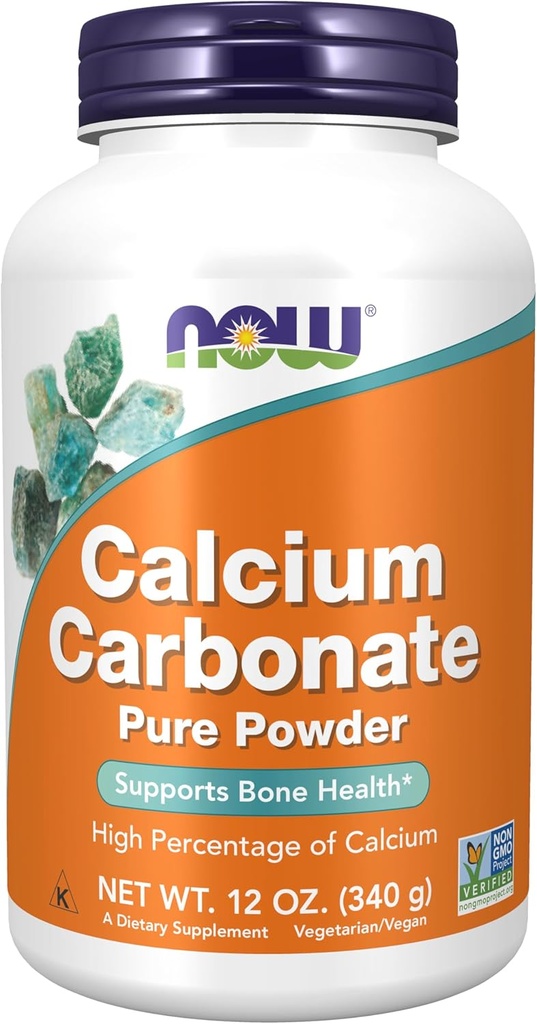 AHORA Suplementos de alimentos, calcium carbonate Powder, alto porcentaje de calcio, apoya la salud ósea*, 12 onzas