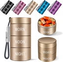Aluminum Waterproof Pill Organizer 3 veces al día,Moisture Proof Metal Pill Case,Small Daily Pill Holder for Purse,Portable Travel Pill box Container to Hold Vitamins,Med, Supplements.