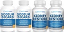 Bicarbonato de sodio 650mg cápsulas para el alivio de ácido, Alkalinity 120 pastillas 2-Pack + Riñón Restore Kidney Cleanse y Kidney Health Suplemento, 60 caps - 2 Pack