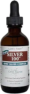 Complejo de plata 100 Ionic con sistema de entrega optimizado Opti-Silver para soporte inmunitario - 100 ppm, 2oz (59.2mL) - Dropper
