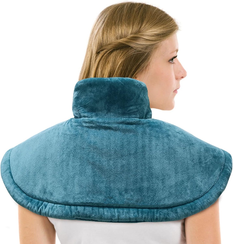 Electric Heating Pad for Neck and Shoulders Pain Relief with Auto Shut Off, Electric Heated Neck Wrap for Cramps- Stay On, Three Temperature Settings, Machine Washable 20 x 25 Inch