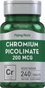 Piping Rock Chromium Picolinate 200mcg ← 240 Tablets ← Vegetariano, No GMO, Gluten Free Supplement