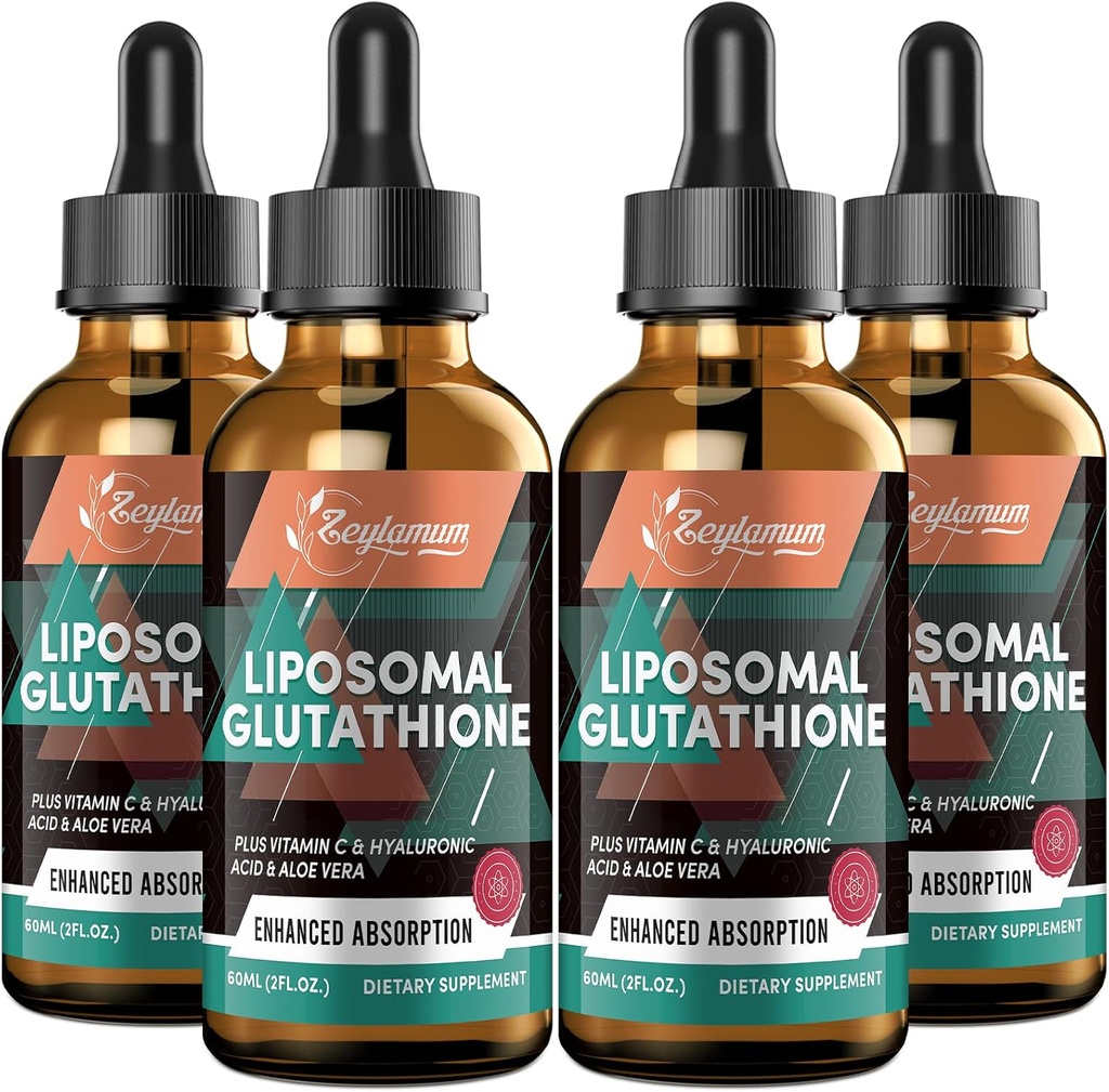 2000MG Liposomal Glutathione Liquid Drops, Ultra High Absorption, Natural Detoxification, Immune System & Skin Supprot*, L-Glutathione, Vitamina C ' Hyaluronic Acid, Capsules Alternative, 8.08 OZ