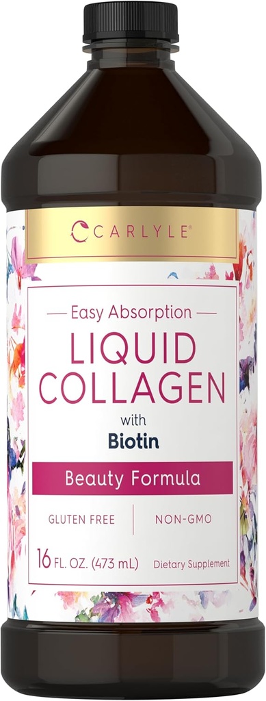 Carlyle Liquid Collagen for Women and Men TEN 16 fl oz Silencioso con Biotin Silencio Tipos I ' III