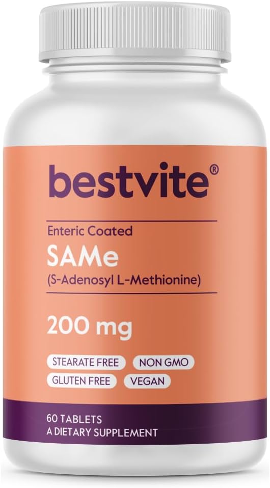 BESTVITE SAM-e 200mg (60 Tablets) (1-Pack) Premium Ingrediente de Italia.