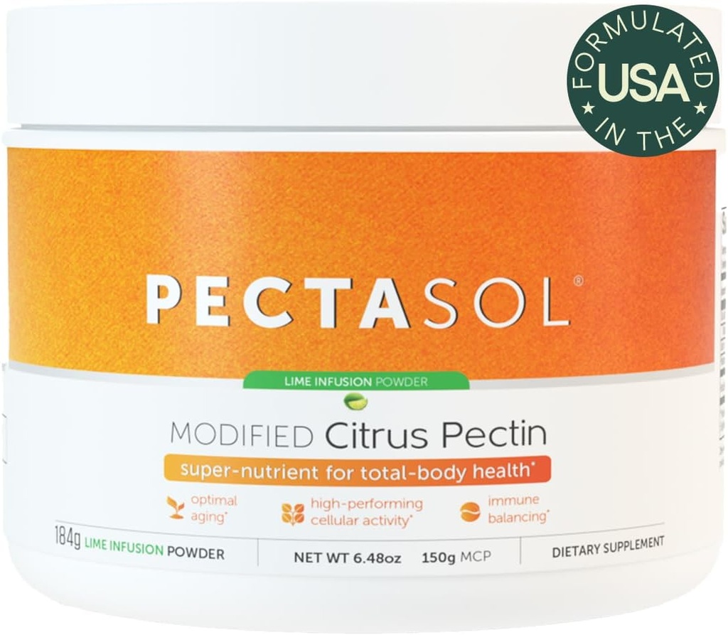 PectaSol Modified Citrus Pectin – 184g Lime Powder – Total-Body Health Supplement to Support Heart, Immune System, Inflammation Response &amp; Healthy Aging + Maintain Healthy Galectin-3 Levels