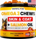 Omega 3 para perros - Aceite de pescado para perros Chews - Alergia e Itch Relief - Suplemento Anti Shedding - Tratamiento Conjunto de la salud - Esquí seco y suplemento de la carne - Aceite de salmón - EPA &amp; DHA - Hecho en EE.UU.