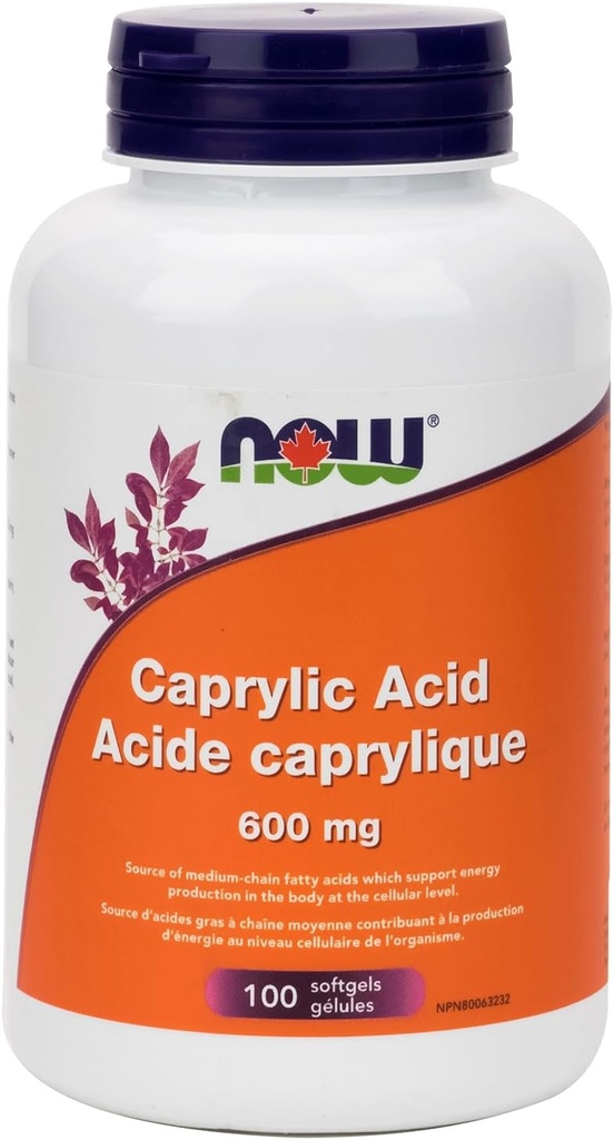 NOW FOODS Acid 600Mg 100 Sg Caprylic, 100 CT