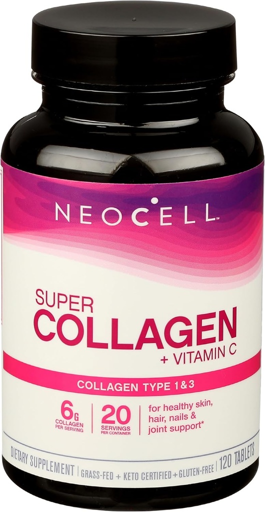 Neocell Super Collagen Tipo 1 y 3 más Tablas de vitamina C, 120 Cuenta