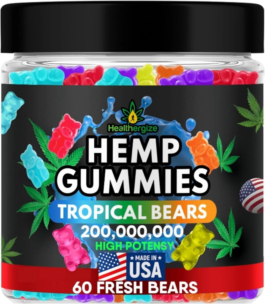 Hemp Gummies Natural Relief, High Potency Gummy Bear Edibles, Peace and Relaxation, Bedtime Support, Omega 3 6 9 Oil for Sleep-Made in USA