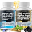 Vitamax Pure Himalayan Shilajit Suplemento, Sea Moss, Ashwagandha, Bladderwrack, Gingko Biloba, Organic Capsules & Trace Mineral for - Non-GMO - Vegan - Hombres y Mujeres - Made in USA