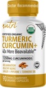 Fusiones de la naturaleza Nutri Suplemento Turmérico Orgánico 1425mg - 40x Más Biodisponible - 95% Curcuminoides - Curcumina Turmérica con Pepper Negro, Aceite de Ginger & Turmeric - Suplemento