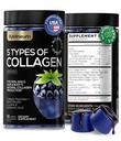 Collagen Peptides Gummies Sugar Free 3000mg Multi Collagen Blend for Hair Skin & Nails Support + 2500mg Keratin + 5000mcg Biotin, Hyaluronic Acid, Vitamin C & Zinc, 60 Gummies (Packaging May Vary)