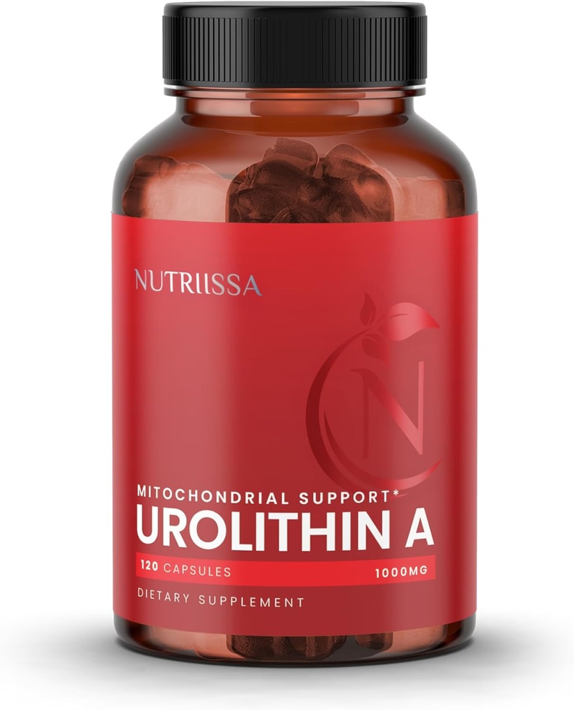 Nutriissa Urolithin A 1000mg - Advanced Cellular Rejuvenation, Muscle Strength - EPEB Certified for Purity & Potency - Vegan, 120 Capsules