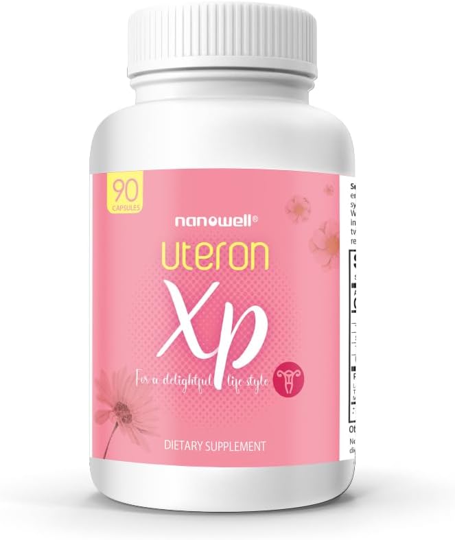 NANOWELL Uteron XP 90 Capsules x 1 Botella - Suplemento Herbal Uterus para la Salud de las Mujeres (90 Cuenta)
