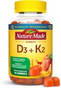 Nature Made Vitamina D3 K2 Gummies, Vitamina D 5000 UI Por Serving for Bone, Teeth, Muscle and Immune Support, 50 Vitaminas Gummy, 25 Day Supply
