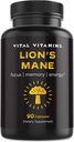 Vital Vitaminas Lions Mane Suplemento Capsules - Brain Booster Suplemento para Clarity Mental, Focus and Memory Support - Suplemento Nootropic Mushroom con Turquía Tail y Maitake (90 caps)