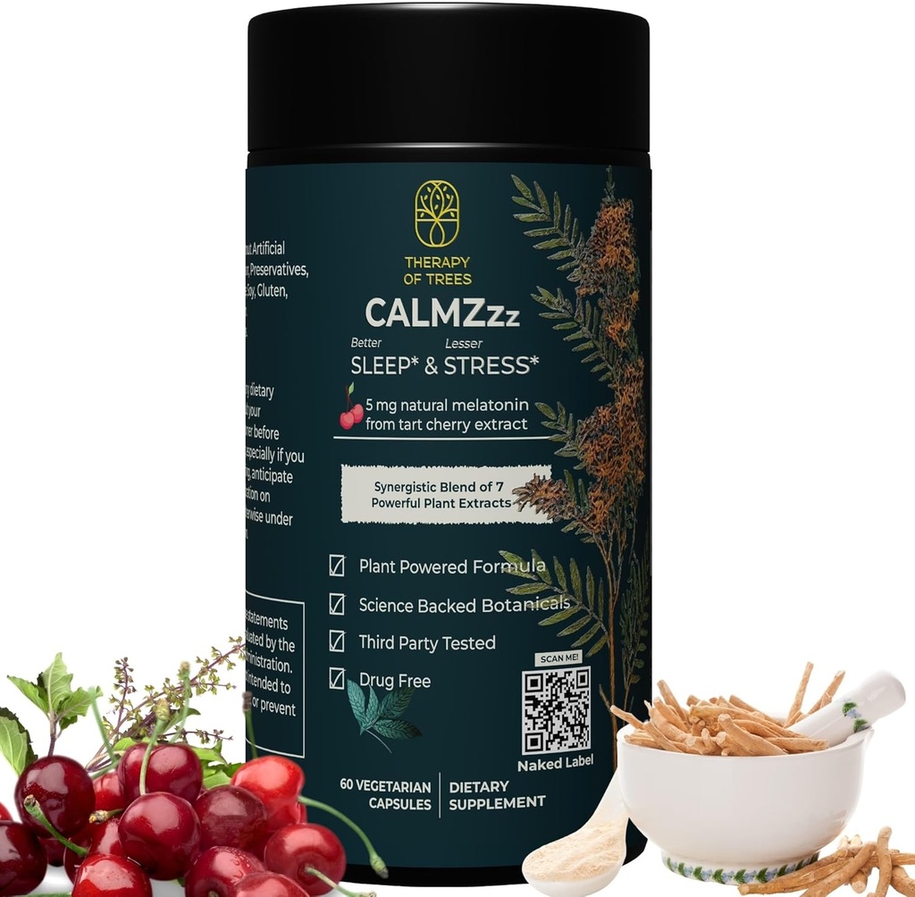 Advanced Sleep Aid with Melatonin and 7 Super Plants | Non-Habit Forming, 100% Natural Sleep Supplement | Only Plants Nothing Else, Natural Sleep Aids for Adults | Melatonin 5mg