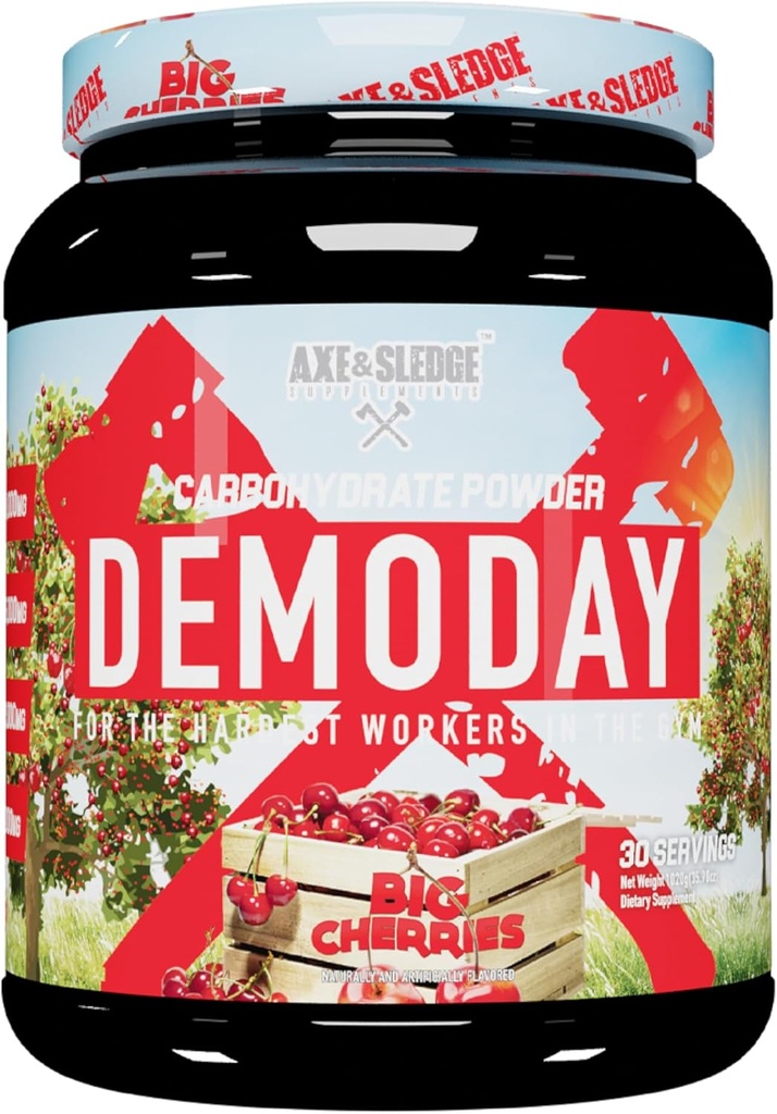 Axe &amp; Sledge Supplements Demo Day Intra-Workout Carbohydrate Powder with Cluster Dextrin, Carb10, Hydromax, & Palatinose, Enhances Performance and Pumps, 30 Servings (Big Cherries)